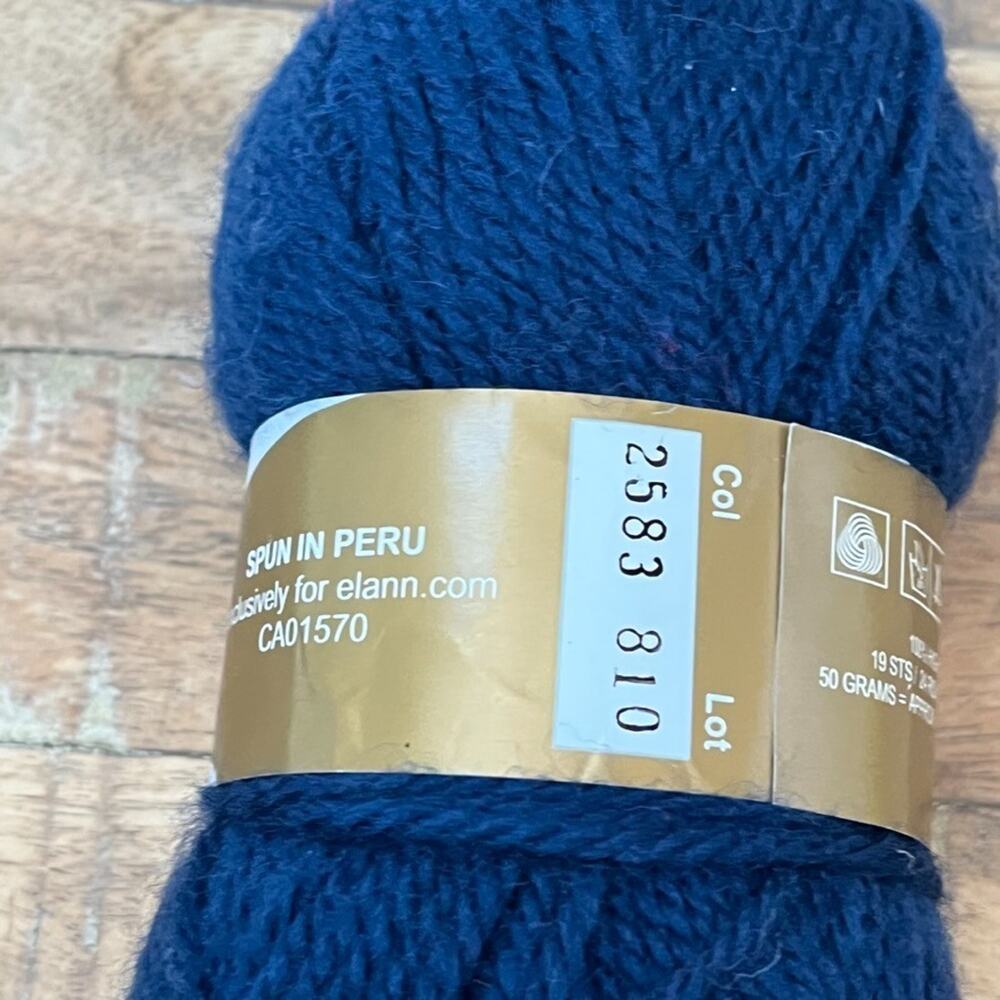 Elann Collection Peruvian Collection Highland Wool Yarn Blue 50g 109 Yards - Picture 5 of 7
